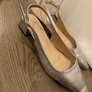 Elegant Silver Slingback Heels